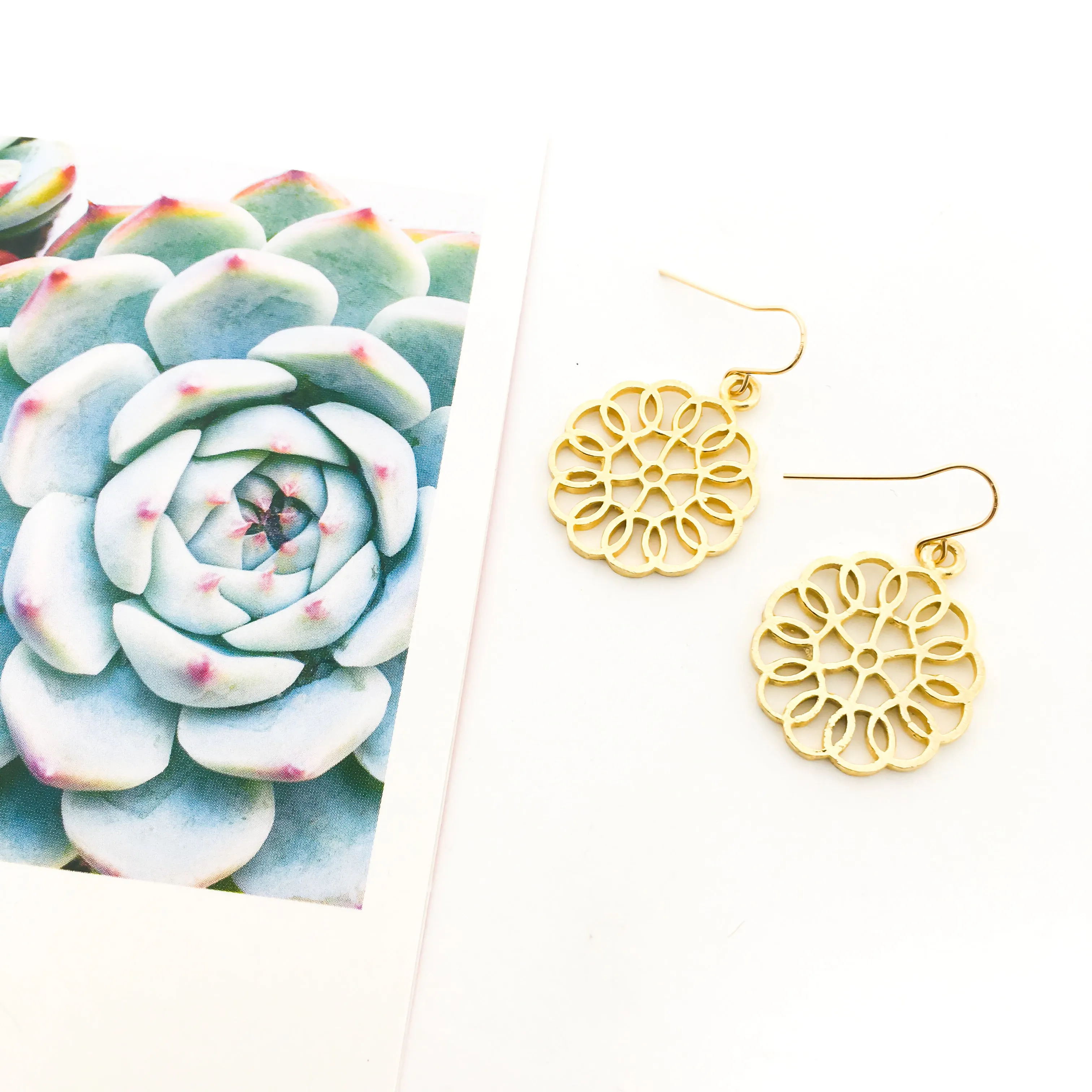 Julianna Brushed Circle Patterned Earrings | Gold