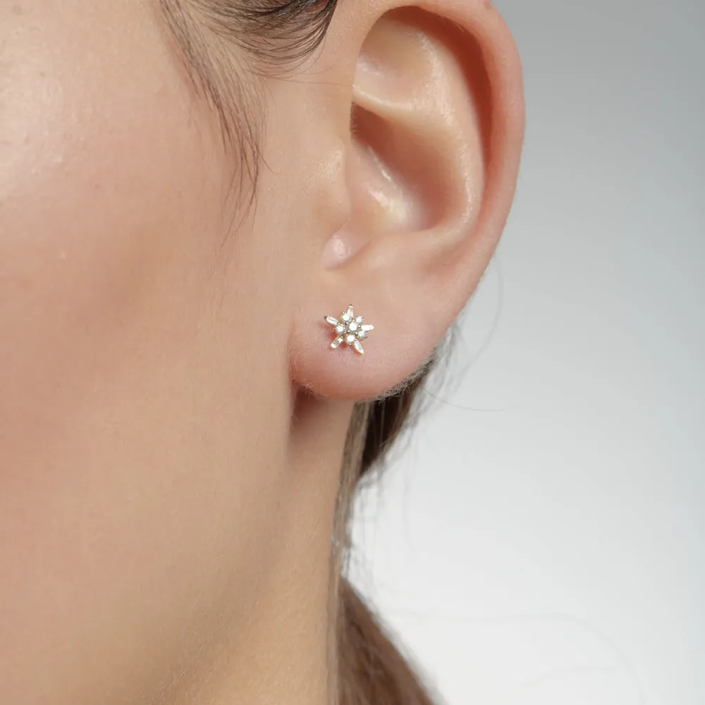 Karen Walker True Love Earrings- 9ct Yellow Gold & White Diamonds