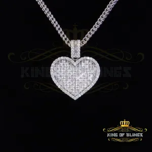 King Of Bling's 925 Sterling White Silver 6.50ct VVS D Clr. Moissanite Heart Pendant Men/ Womens