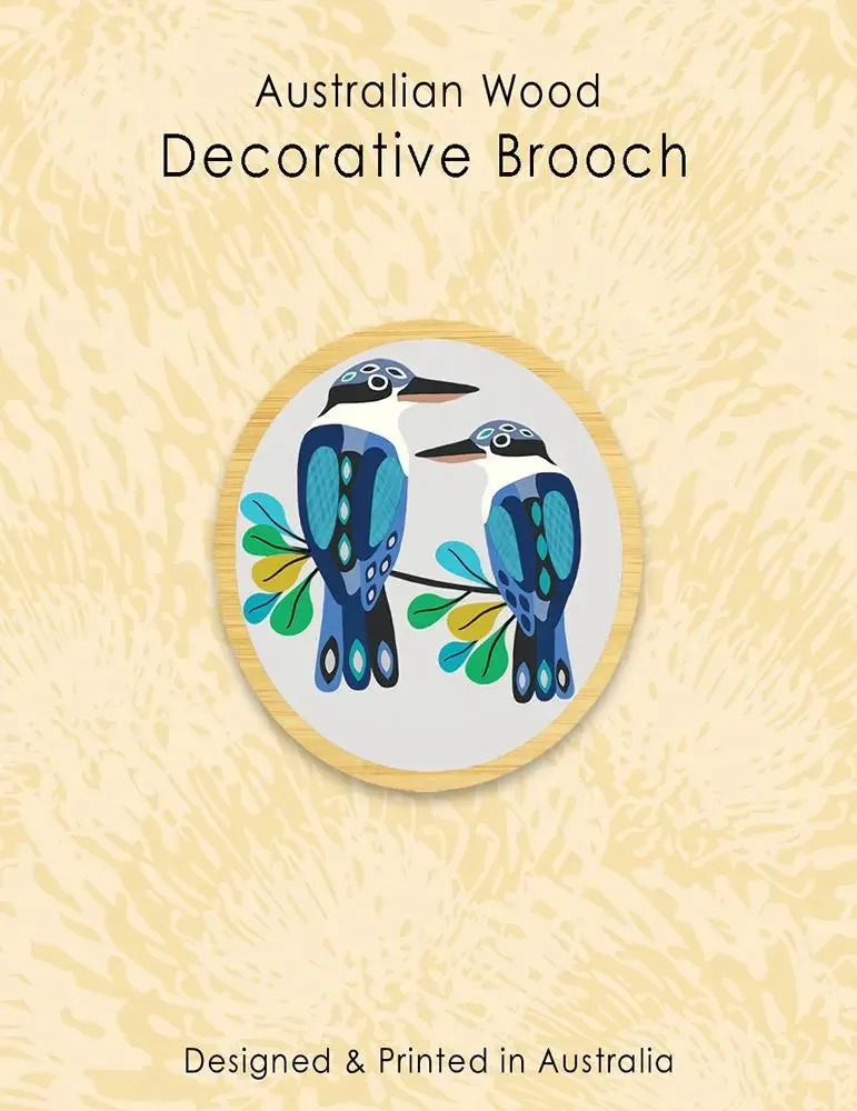 Kingfishers Wooden Brooch