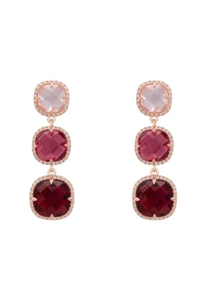 Knightsbridge Drop Earrings in Rose Gold with Pink Gemstones