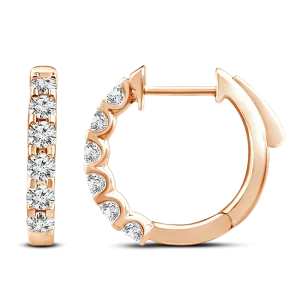 Lab Grown Diamond Rose Gold Huggie Earrings TDW=1.00ct