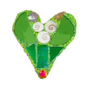 LARGE GREEN HEART BROOCH - SAVIOUR