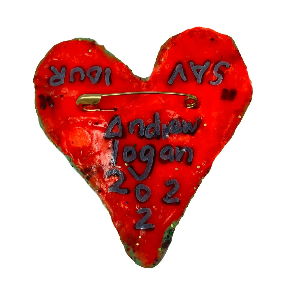 LARGE GREEN HEART BROOCH - SAVIOUR