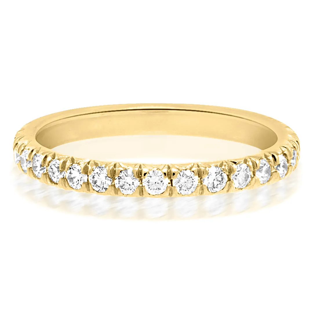 Large Linea French Pave Diamond Yellow Gold Eternity Ring