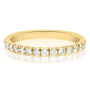 Large Linea French Pave Diamond Yellow Gold Eternity Ring