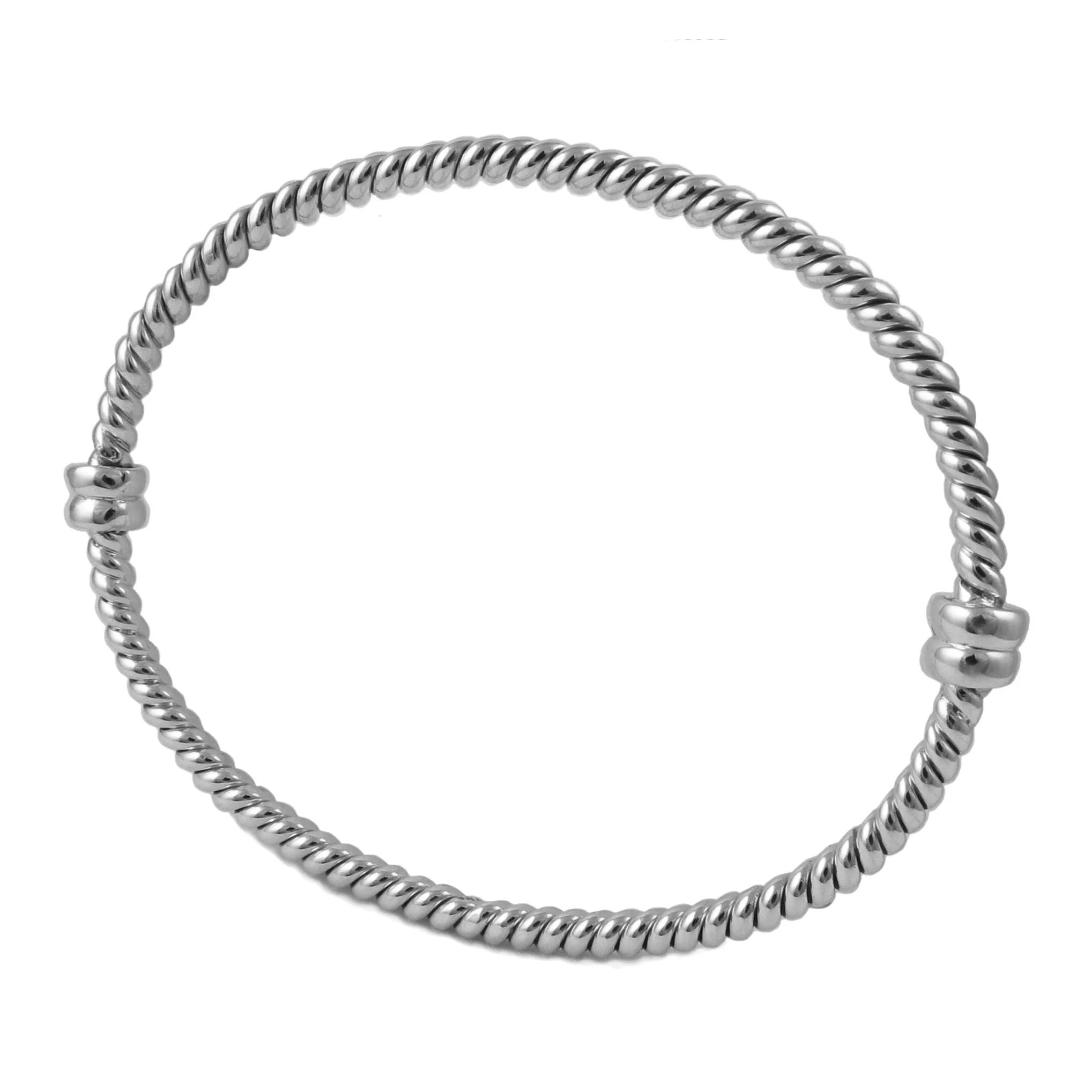Large Unusual Twisted 925 Sterling Silver Oval Bangle