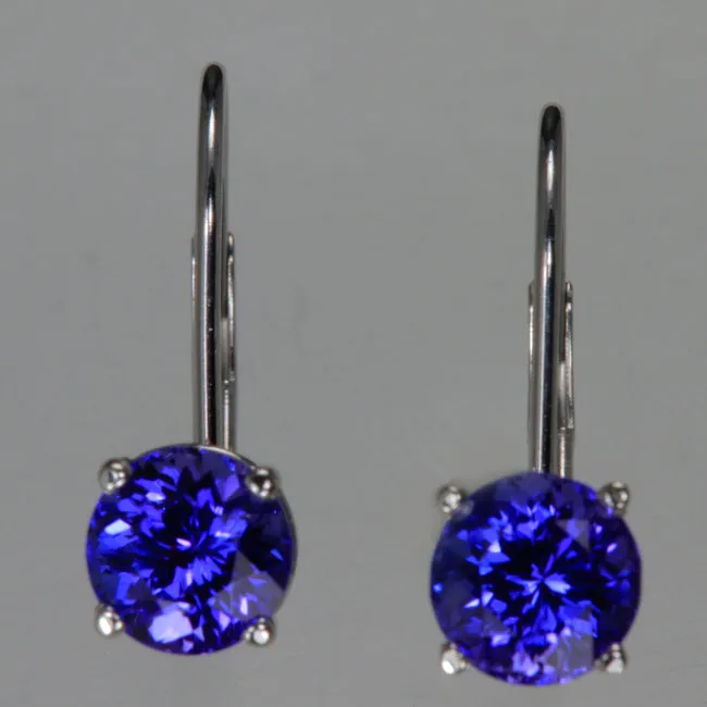 Lever Back Tanzanite Earrings 1.83 Carats