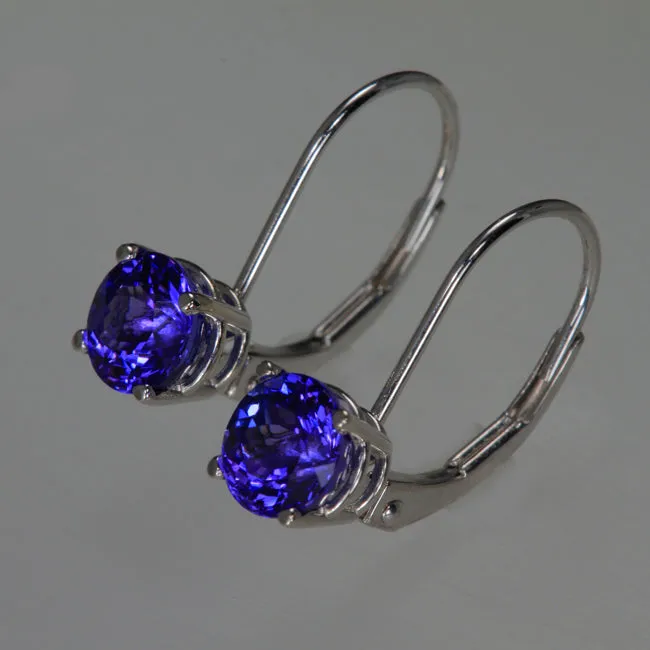 Lever Back Tanzanite Earrings 1.83 Carats