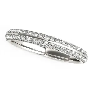 LOVCIA Luxury 14k White Gold Double Row Pave Diamond Wedding Band (1/4 Carat Total Weight)
