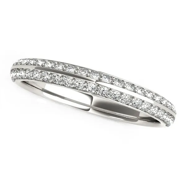 LOVCIA Luxury 14k White Gold Double Row Pave Diamond Wedding Band (1/4 Carat Total Weight)