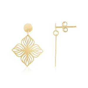 LOVCIA Luxury Glamorous 14K Gold Floral Cutout Dangle Earrings