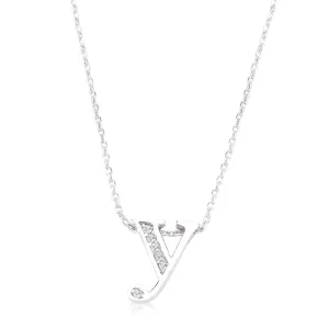 LOVCIA Sparkling Cubic Zirconia Y Letter Initial Necklace
