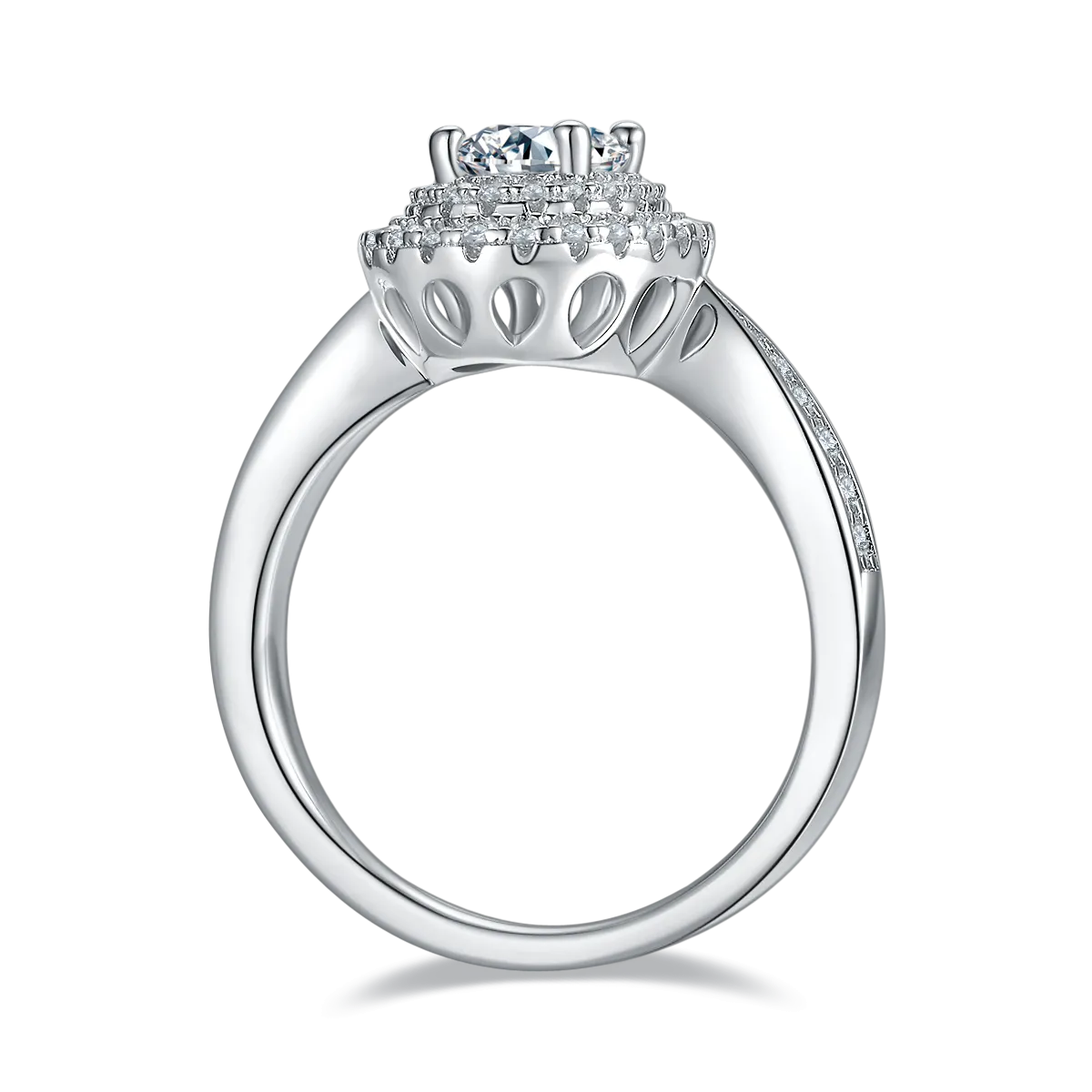 Luxurious Soleste Halo 1.0 Carat Oval Cut Moissanite Engagement Ring