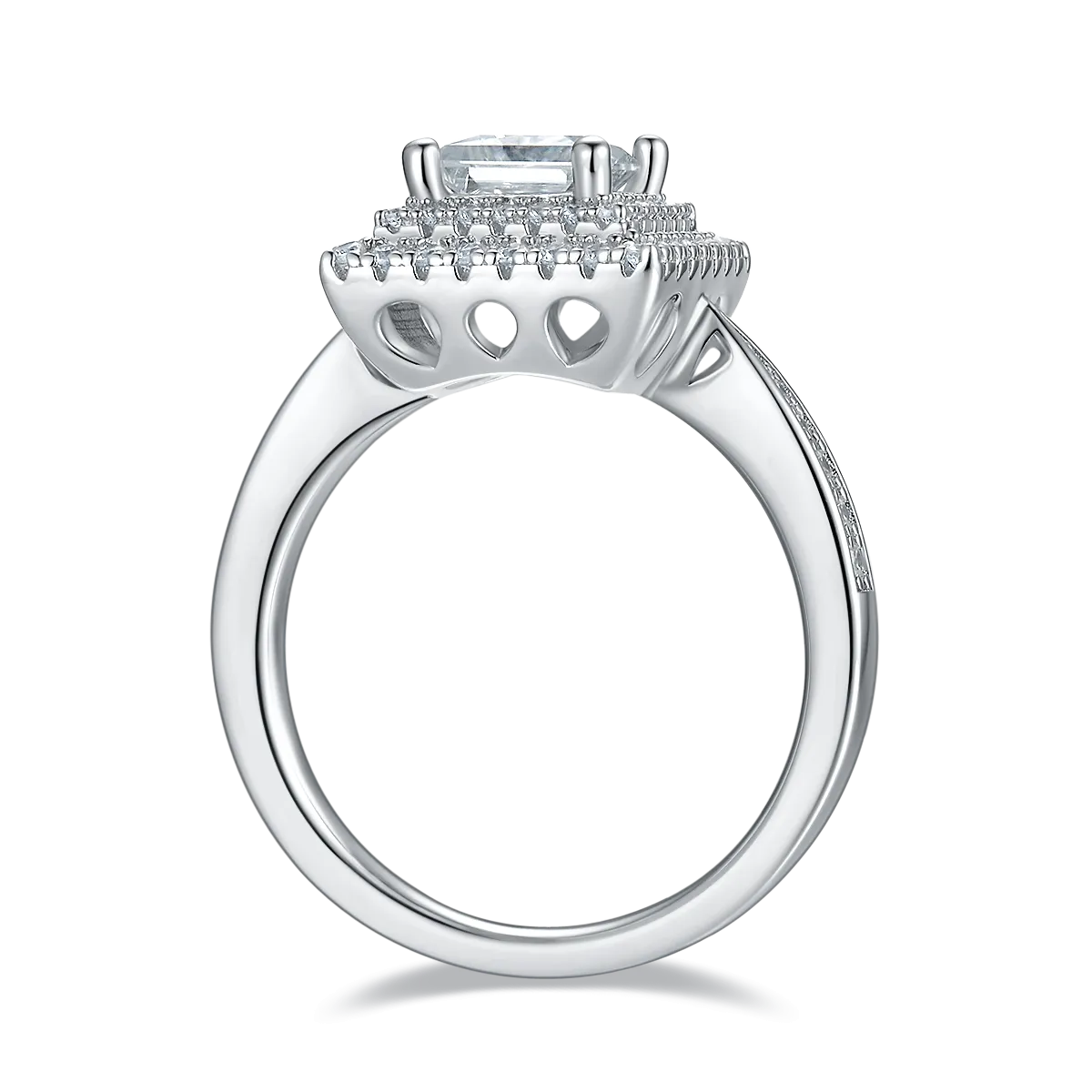 Luxurious Soleste Halo 1.0 Carat Princess Cut Moissanite Engagement Ring