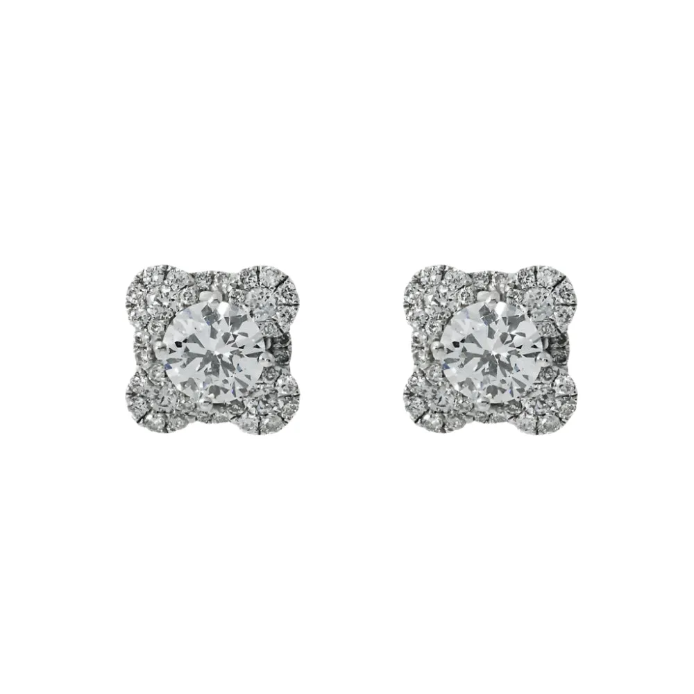 Lyndie 1 Carats Lab Grown Clover Cluster Round Diamond Stud Earrings in 18K White Gold
