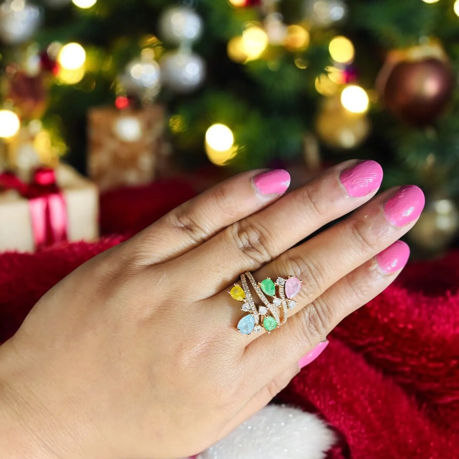 Majestic Rose gold plated 925 silver cocktail Ring