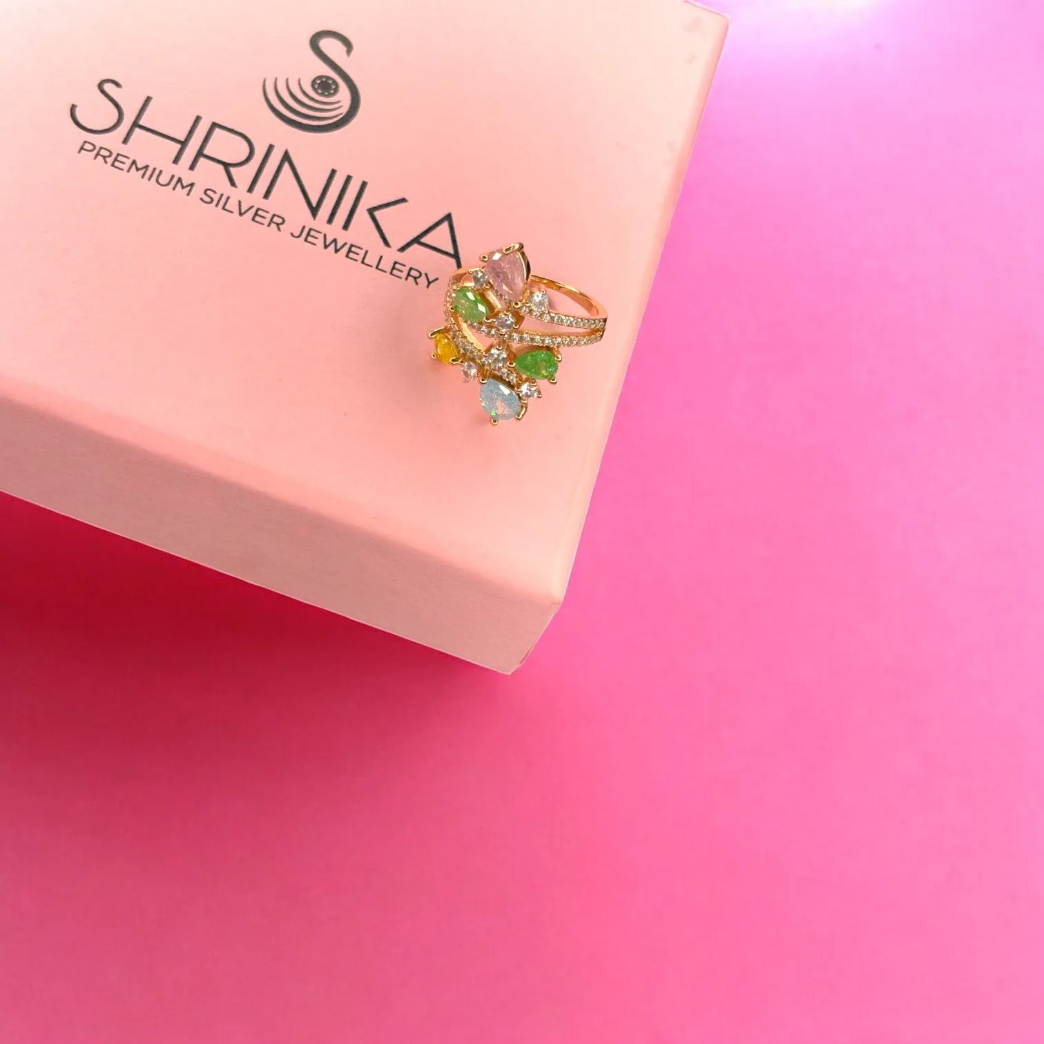 Majestic Rose gold plated 925 silver cocktail Ring