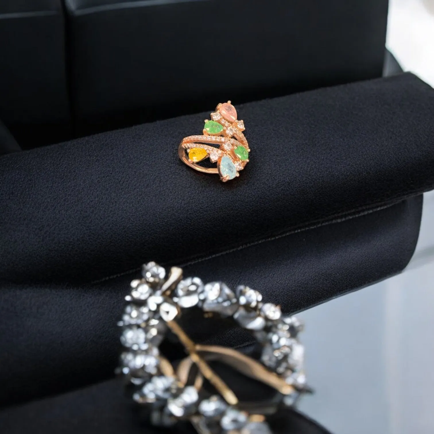 Majestic Rose gold plated 925 silver cocktail Ring