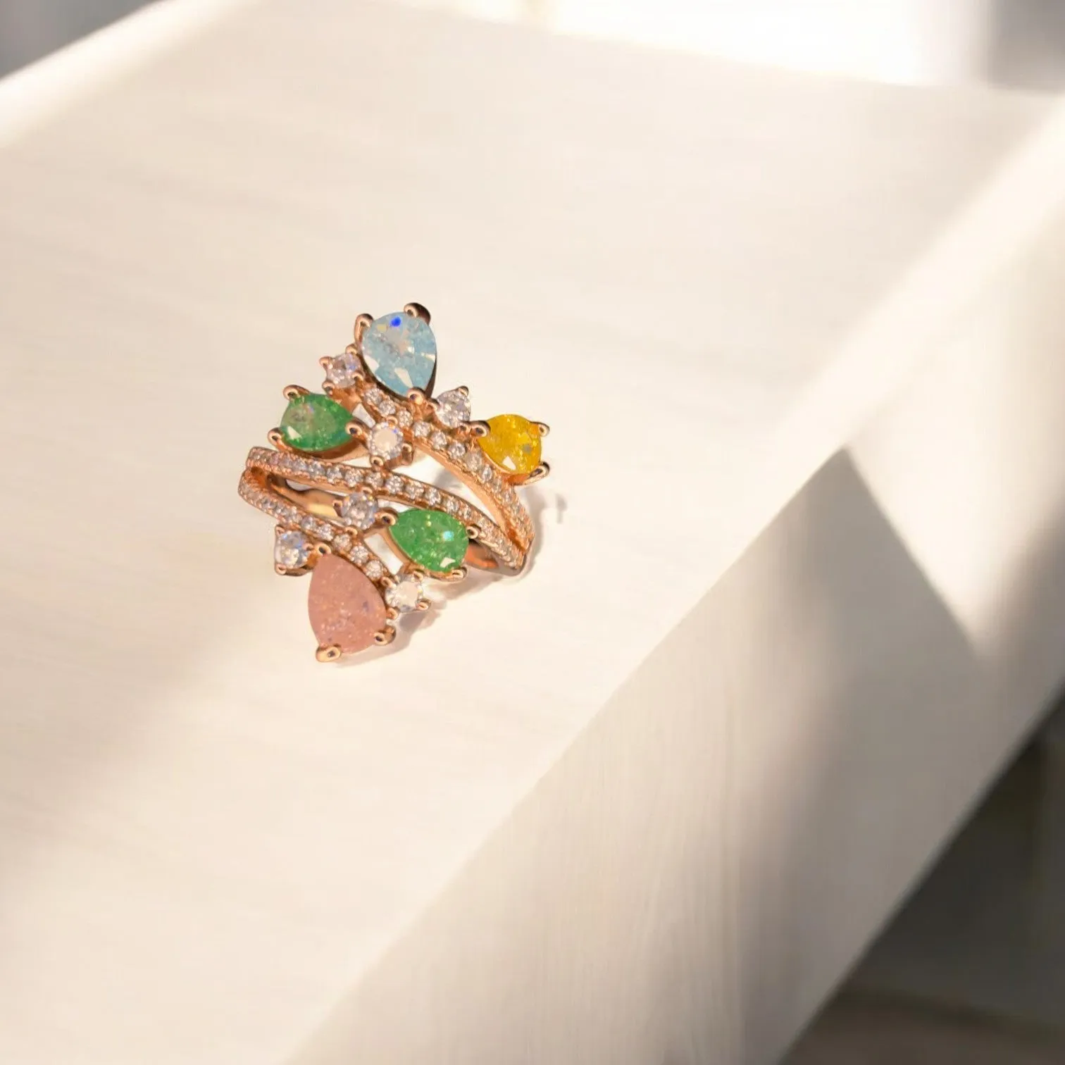 Majestic Rose gold plated 925 silver cocktail Ring