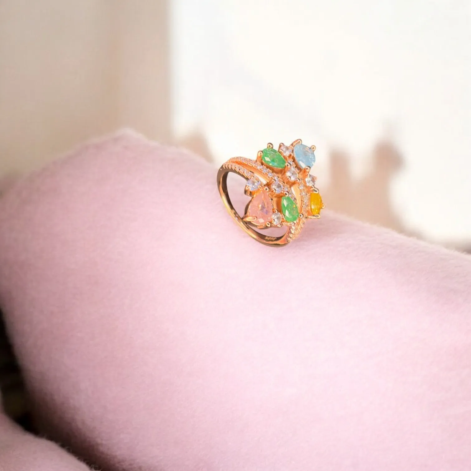 Majestic Rose gold plated 925 silver cocktail Ring