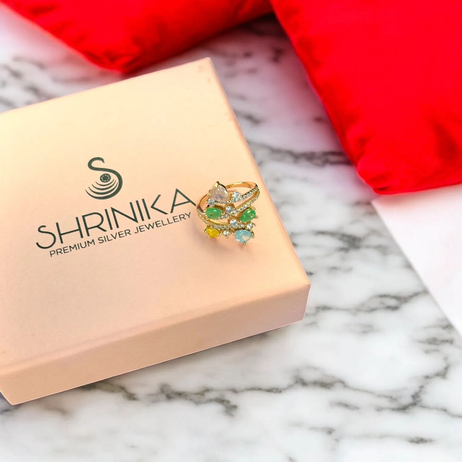 Majestic Rose gold plated 925 silver cocktail Ring