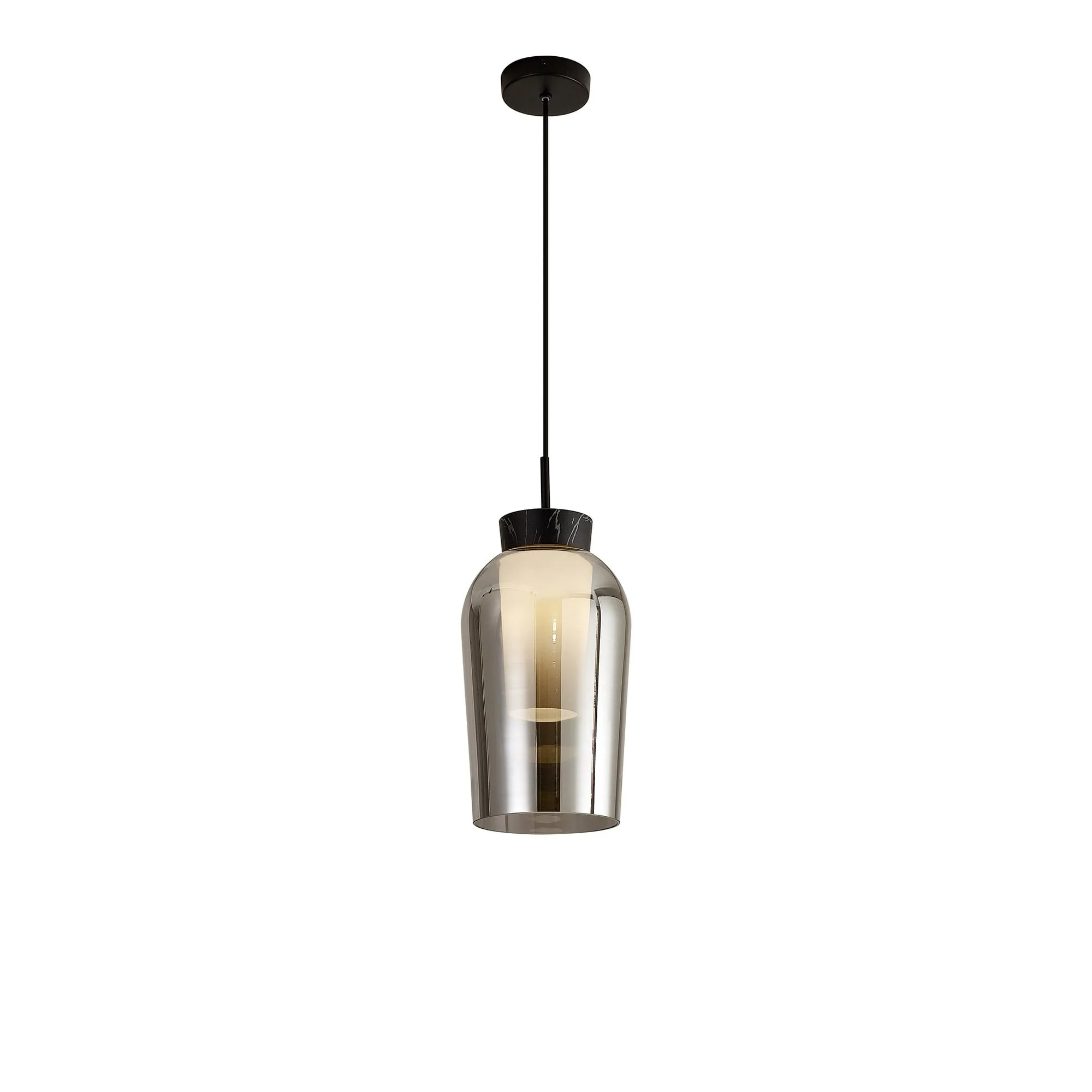 Mantra M8286 Nora Single Pendant Black/Black Marble/Chrome Glass With Frosted Inner