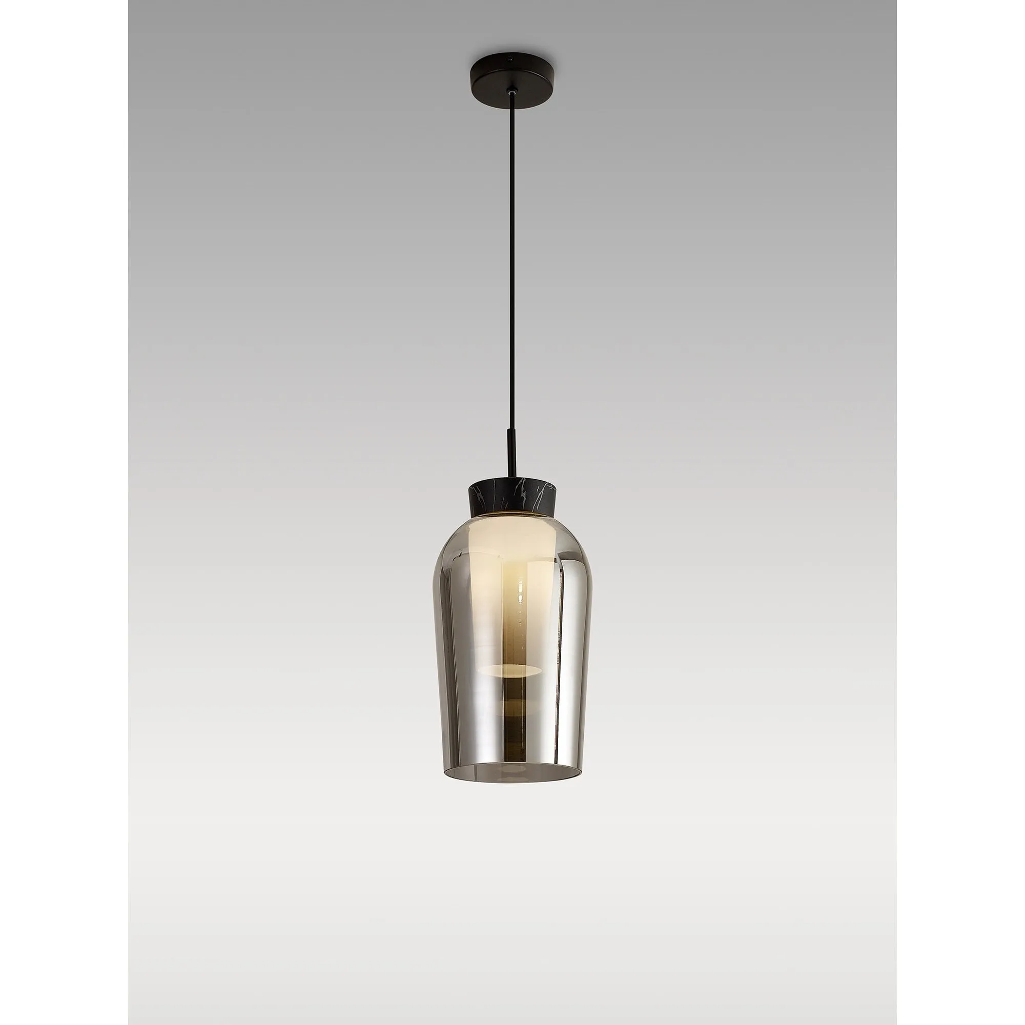 Mantra M8286 Nora Single Pendant Black/Black Marble/Chrome Glass With Frosted Inner