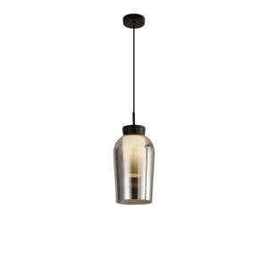 Mantra M8286 Nora Single Pendant Black/Black Marble/Chrome Glass With Frosted Inner