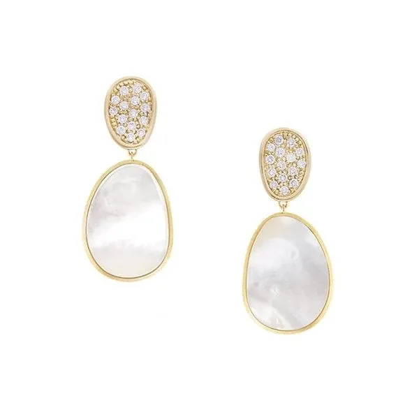 Marco Bicego Lunaria 18K Yellow Gold Mother of Pearl Diamond Earrings
