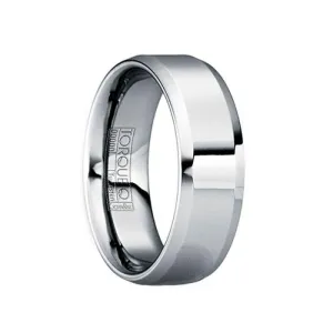 MARTIALIS Beveled & Raised Tungsten Wedding Band with Polished Finish - 6mm & 8mm