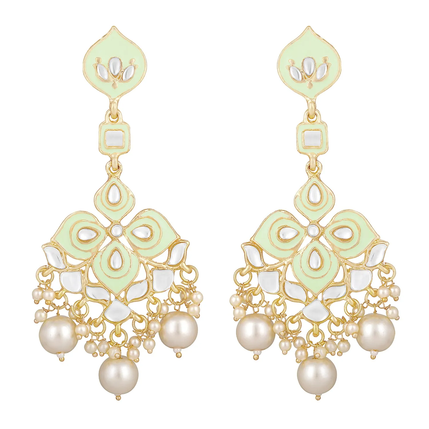 Meena Work Floral Green Earrings