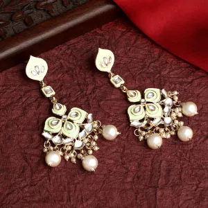 Meena Work Floral Green Earrings