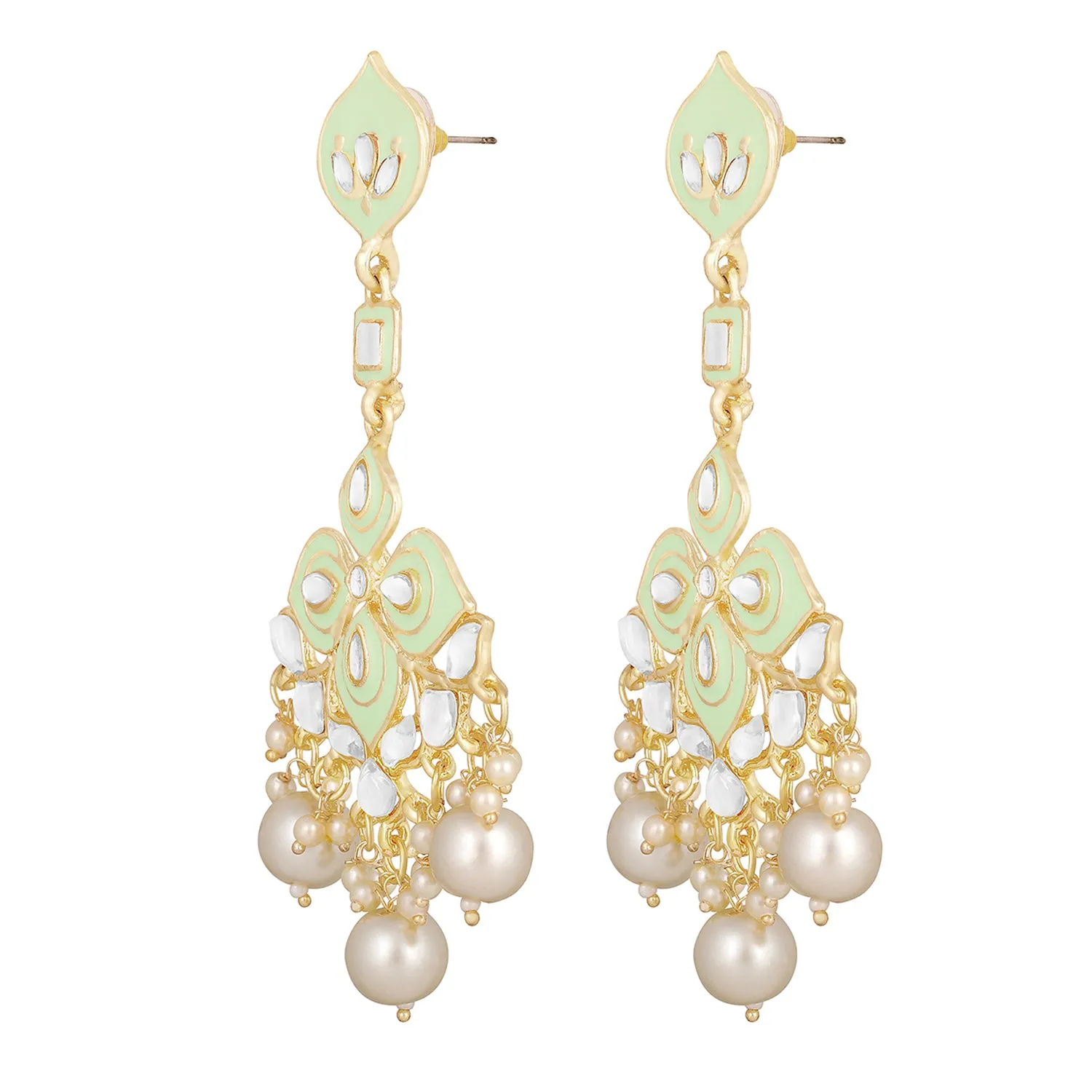 Meena Work Floral Green Earrings
