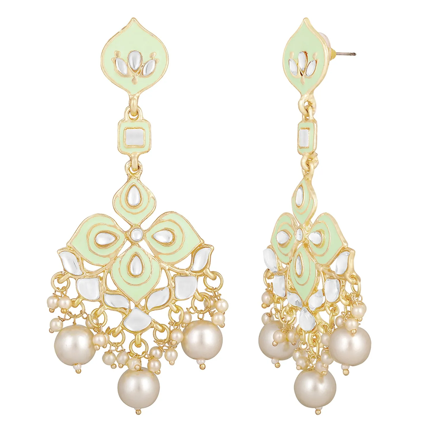 Meena Work Floral Green Earrings
