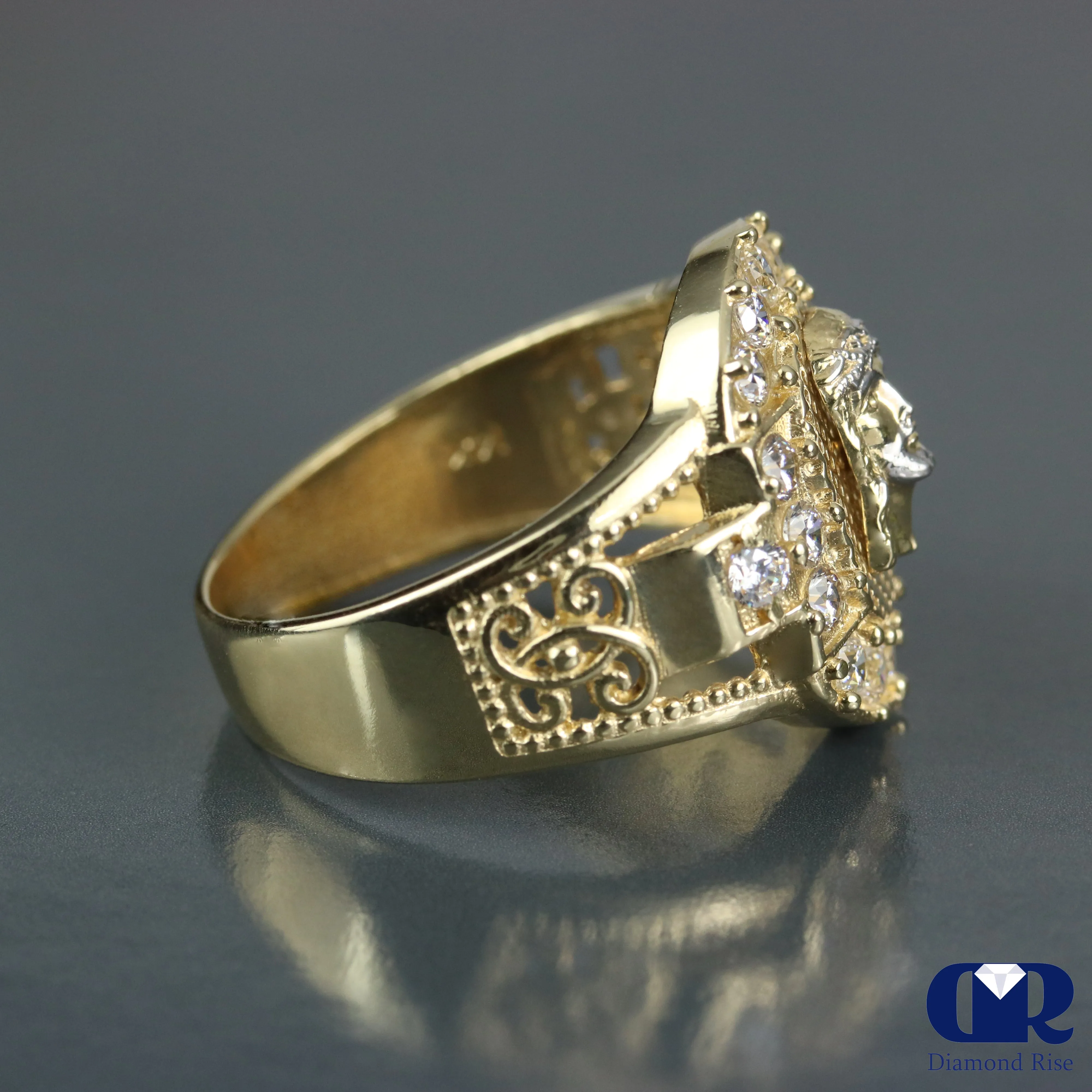 Men's 14K Gold Jesus Diamond Pinky Ring