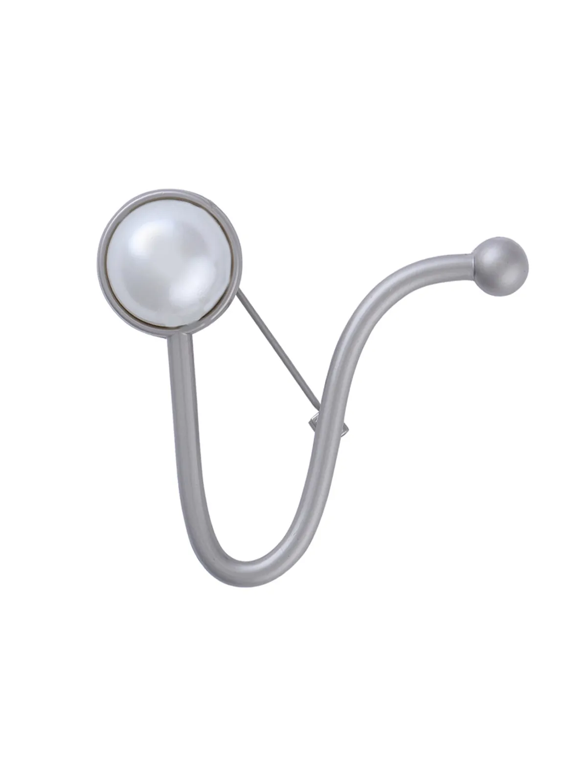 Mesmerizing Matte Silver Pearl Brooch Pin
