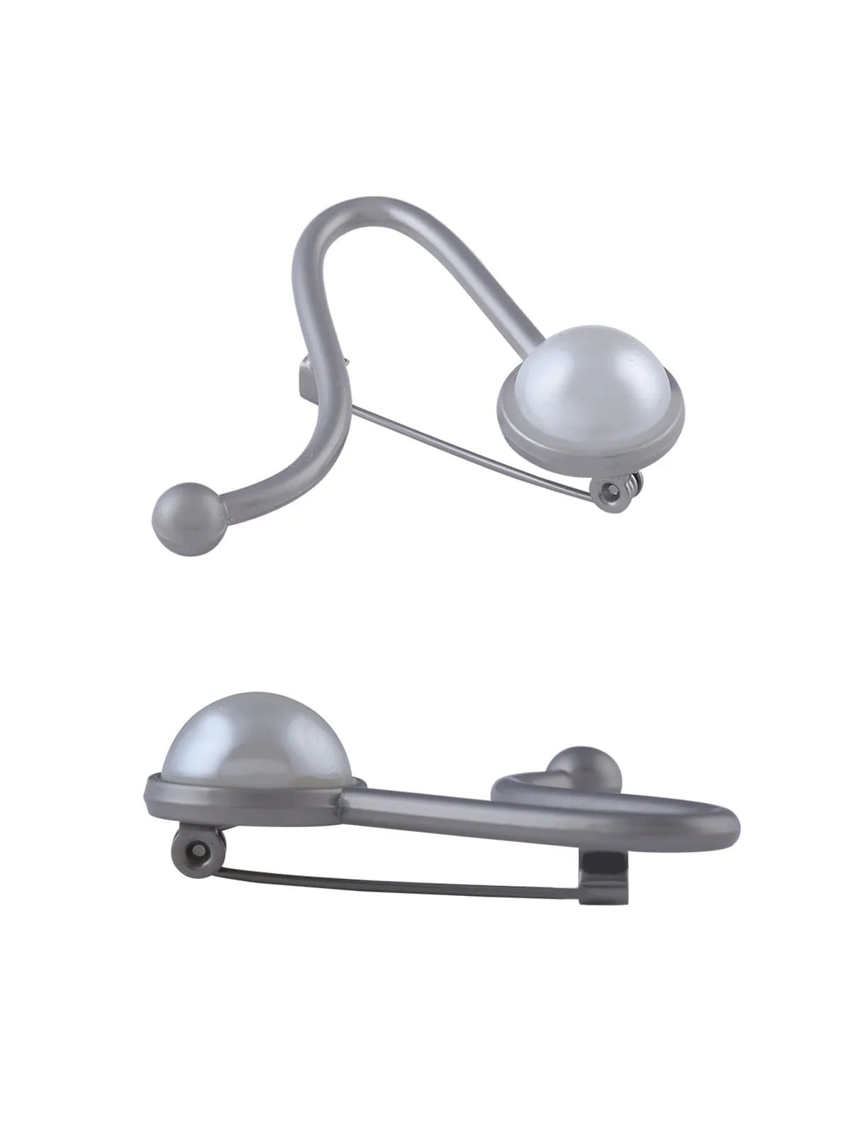 Mesmerizing Matte Silver Pearl Brooch Pin