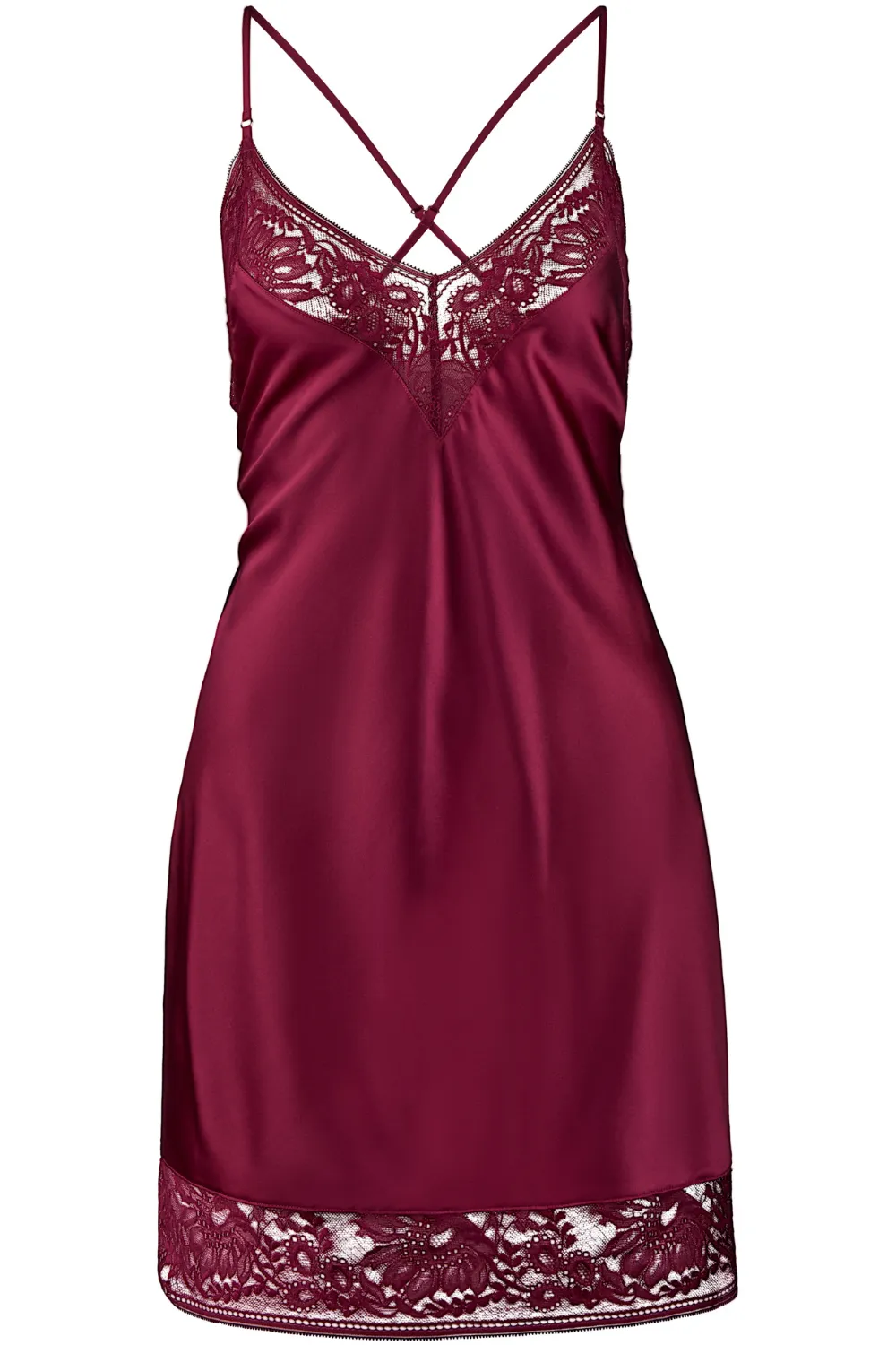 Midnight Whisper Silk Nightie Crimson Red