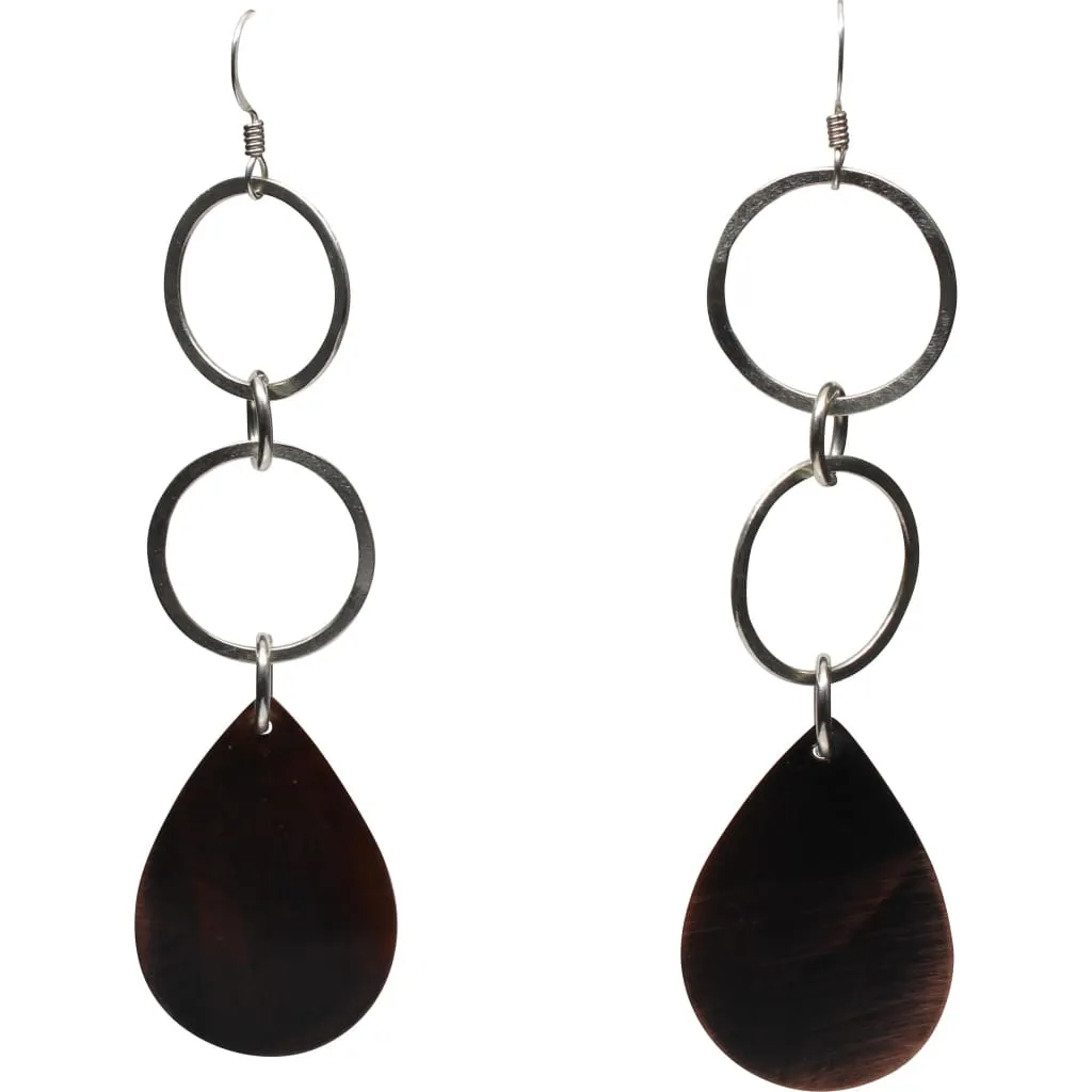 Mixed Metal Copper and Double Silver Hoop Dangle Earrings