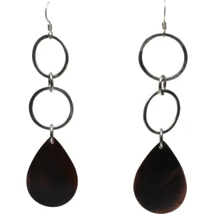Mixed Metal Copper and Double Silver Hoop Dangle Earrings