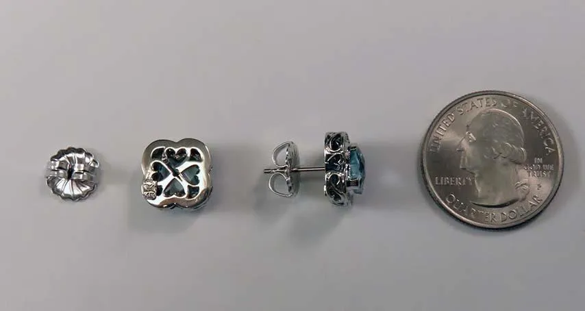 Modern 14k White Gold Topaz & Diamond Clover Earrings