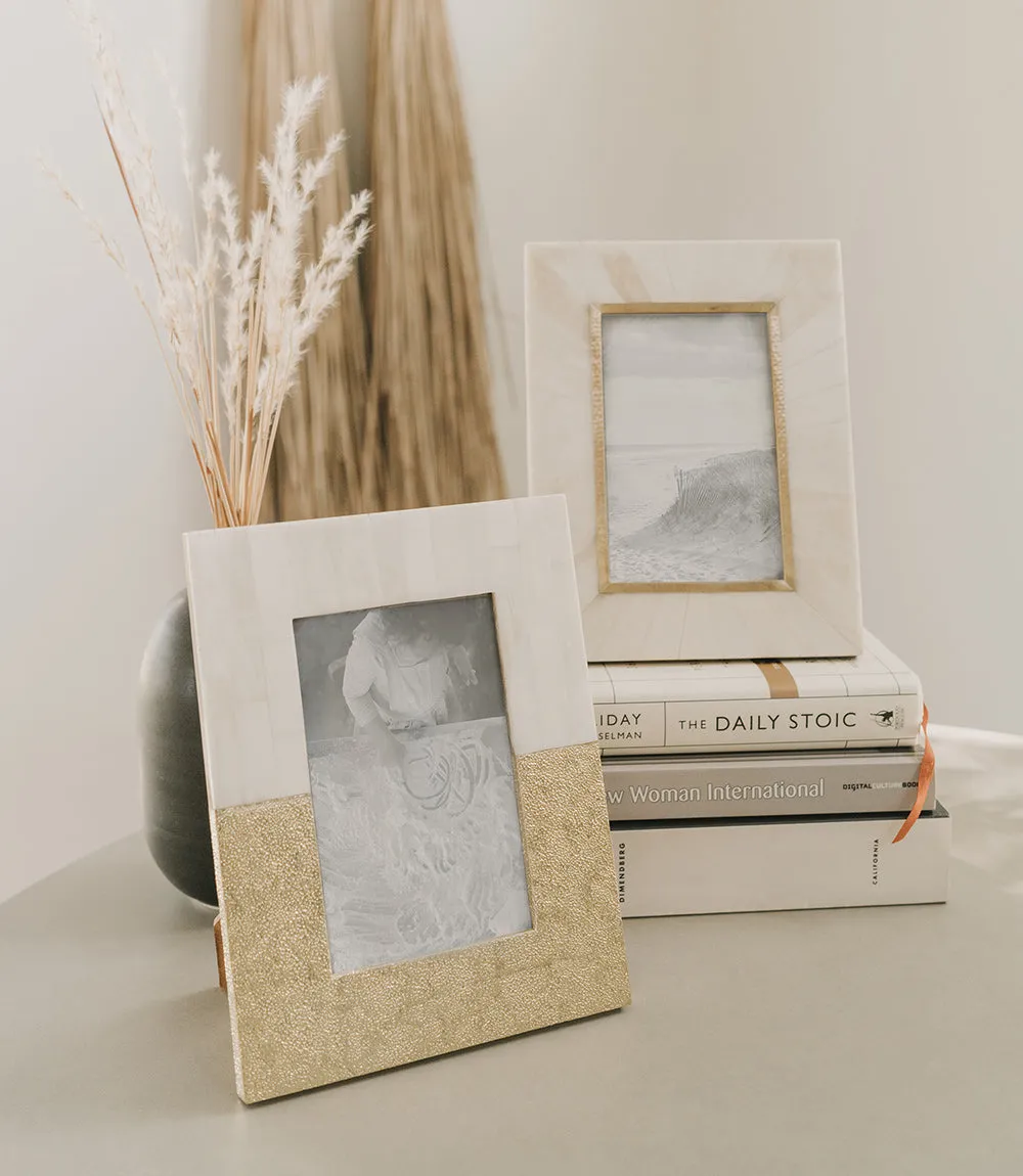 Mukhendu 4x6 Picture Frame - Bone, Brass Inlay by Matr Boomie