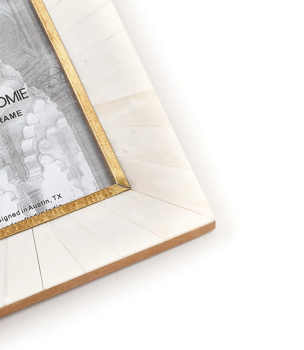 Mukhendu 4x6 Picture Frame - Bone, Brass Inlay by Matr Boomie