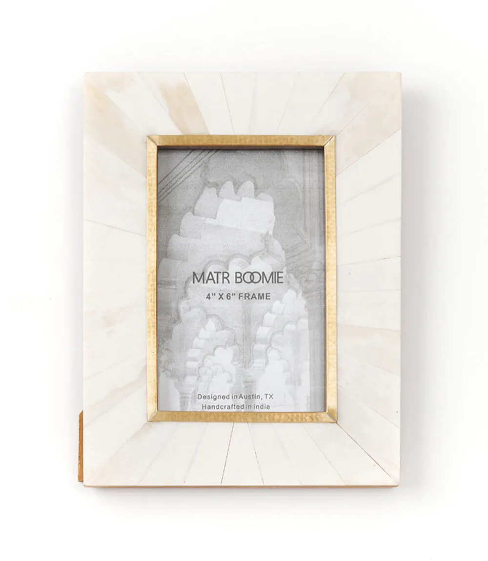 Mukhendu 4x6 Picture Frame - Bone, Brass Inlay by Matr Boomie
