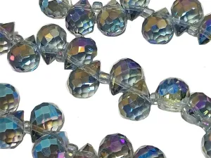 Multicolor Rainbow  Drop Shaped Top Hole Crystal Beads