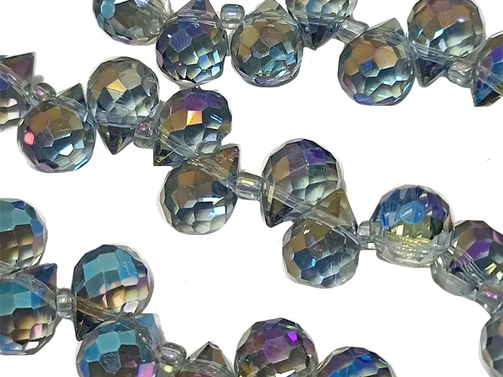 Multicolor Rainbow  Drop Shaped Top Hole Crystal Beads