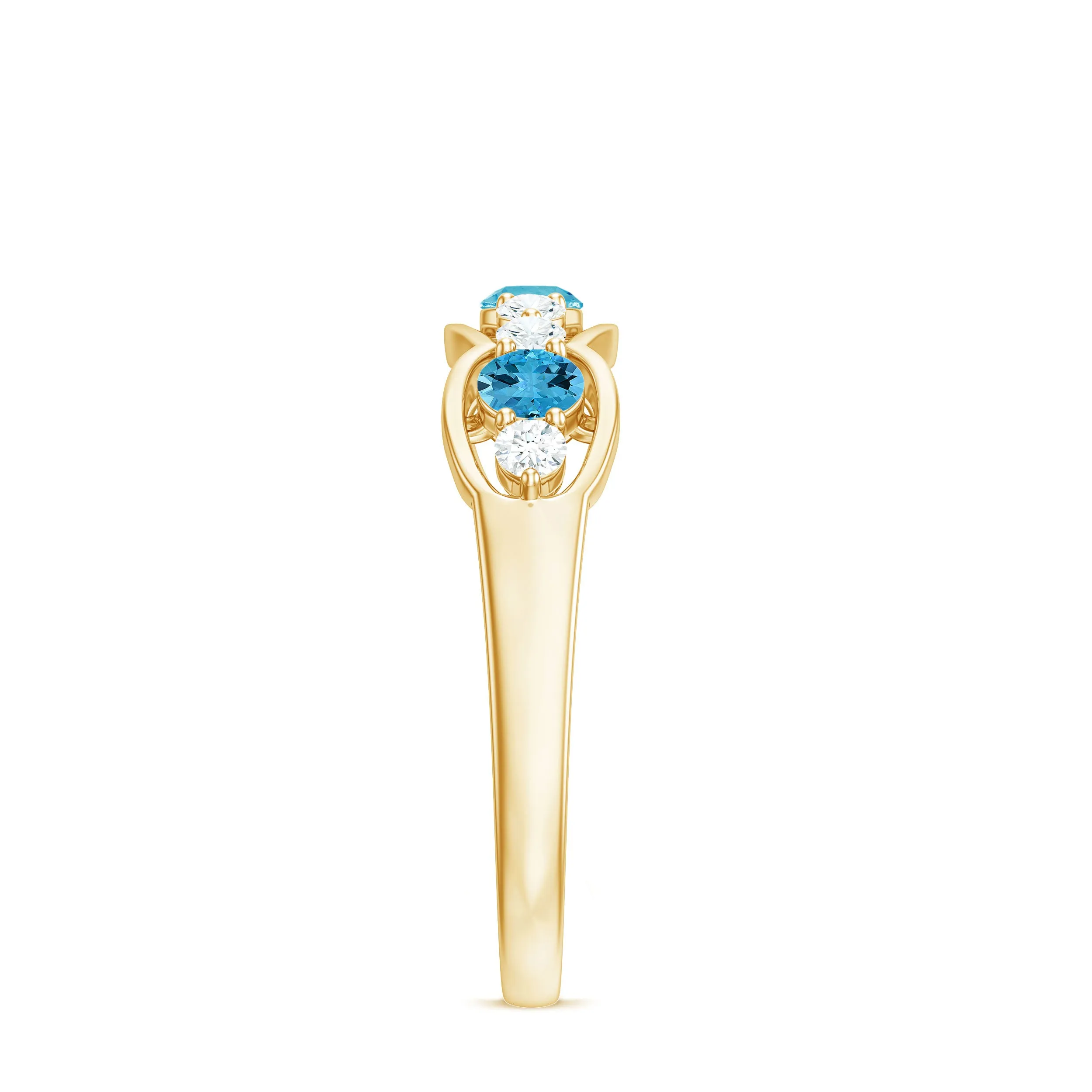 Natural Swiss Blue Topaz Eternity Anniversary Band with Diamond