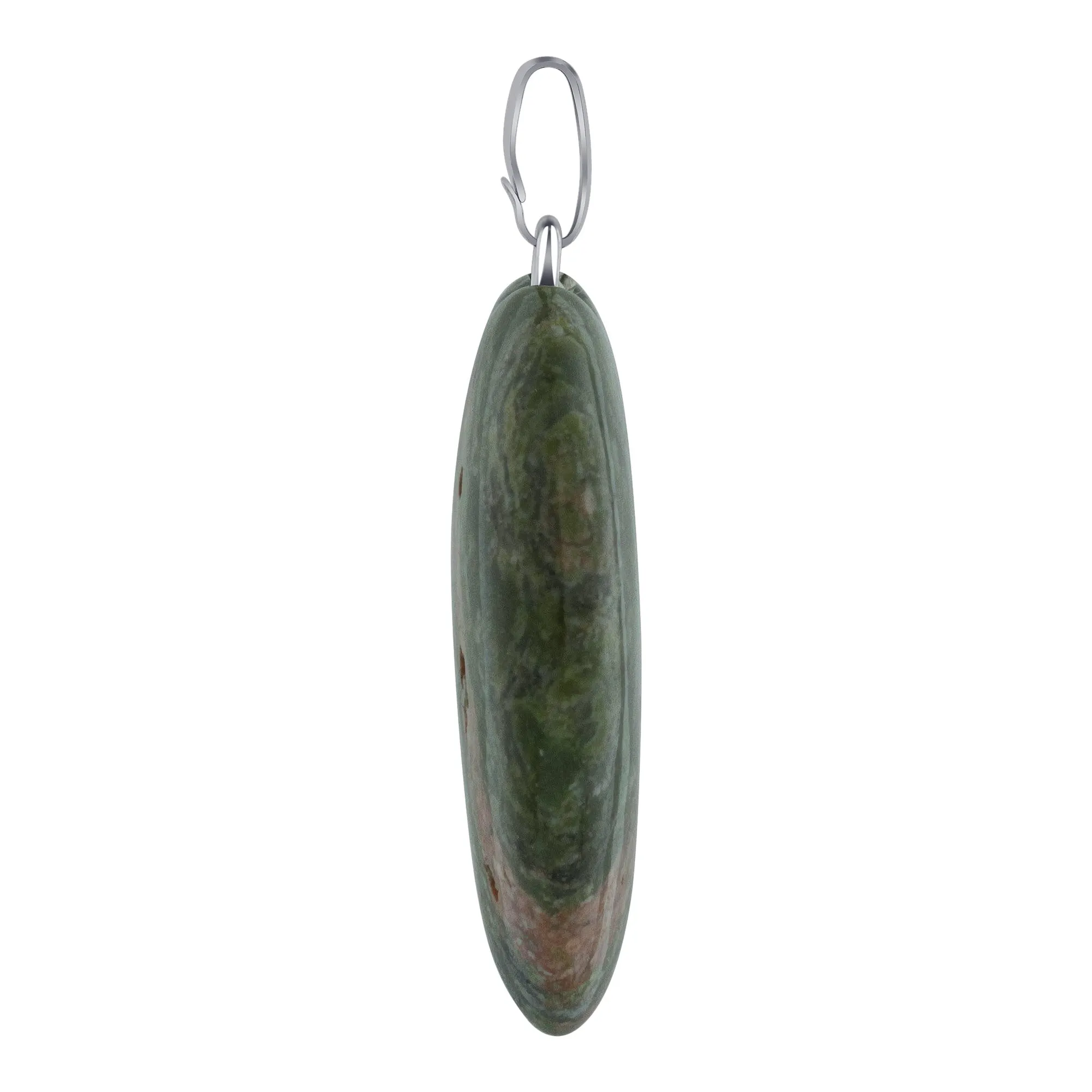 Natural Unakite Crystal Heart Pendant with Stainless Steel Bail