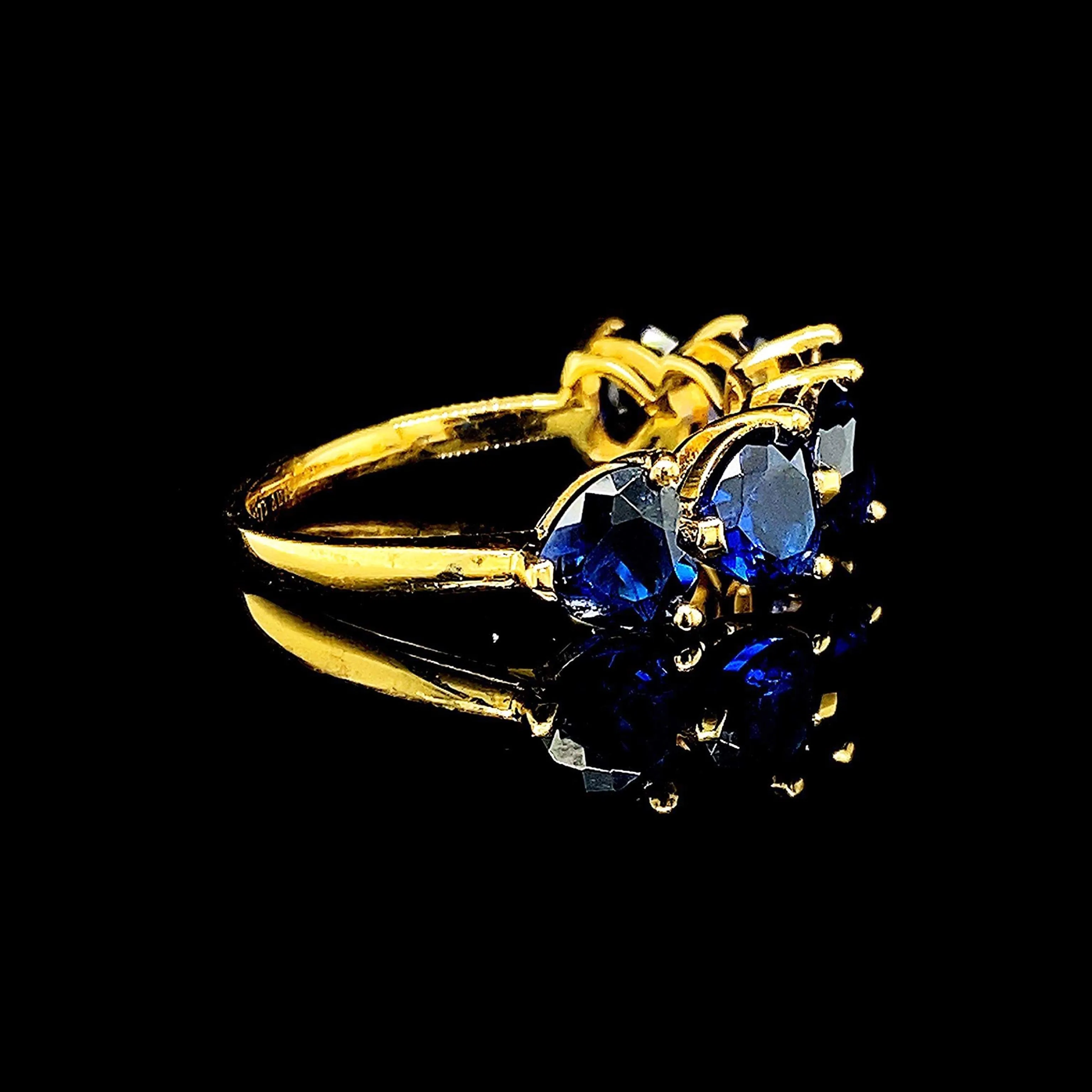 NEW Blue Sapphire Gemstones Hearts Half Eternity Ring 18kt Gold